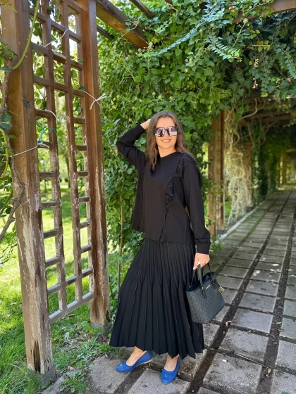 Misswhence 34900 Siyah Pilise Detaylı Etek