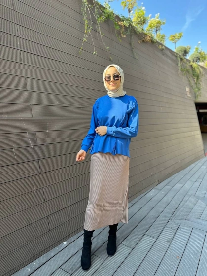 Misswhence 34903 Vizon Fermuar Detaylı Pilise Etek