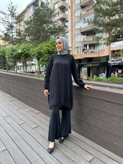 Misswhence 35010 Siyah İpek Tunik