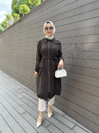 Misswhence 35410 Kahverengi İpek Ara Boy İpek Kap