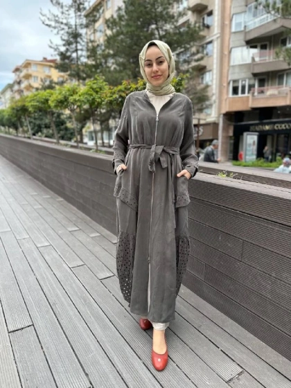 Misswhence 35511 Haki Lazer Detay İpek Kap