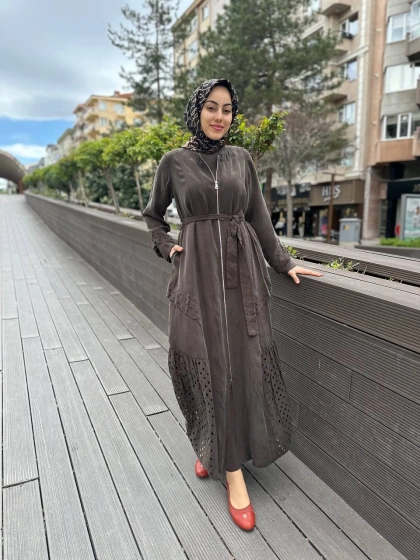 Misswhence 35511 Kahve Lazer Detay İpek Kap