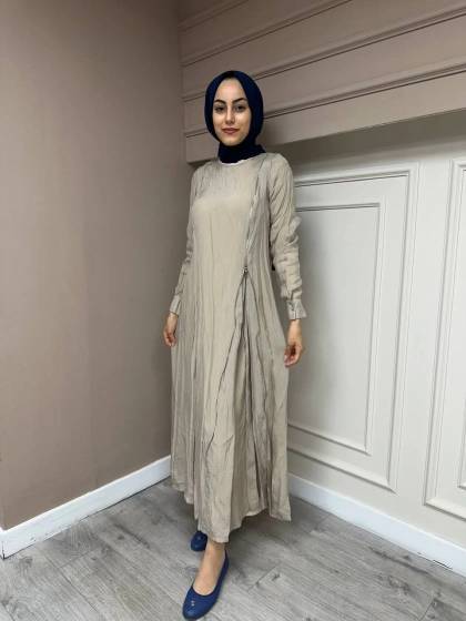 Misswhence 35800 Taş Fermuar Detaylı İpek Elbise