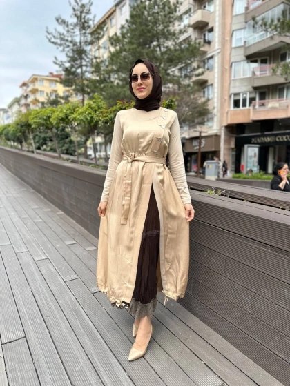 Misswhence 35806 Camel İkili Elbise