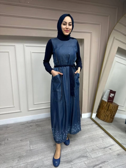 Misswhence 35807 Lacivert Kot Elbise