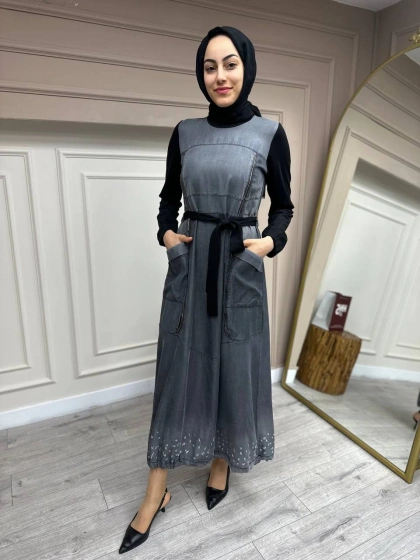 Misswhence 35807 Siyah Kot Elbise