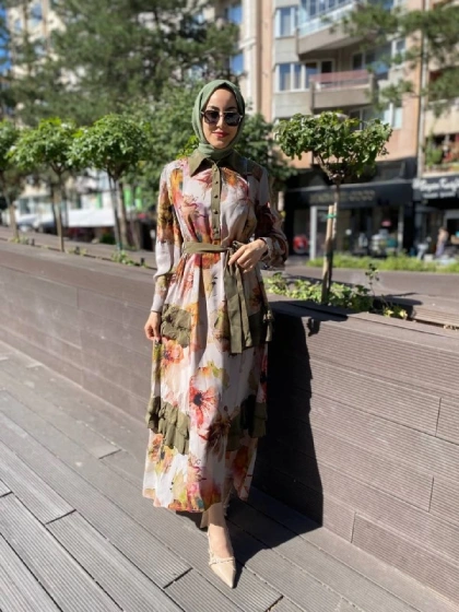 Misswhence 35850 Orjinal Fırfır Detaylı İpek Elbise