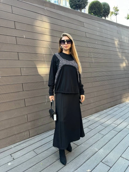 Misswhence 36000 Siyah Patchwork Bluz