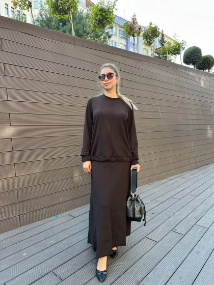 Misswhence 36002 Kahverengi Etek Takım