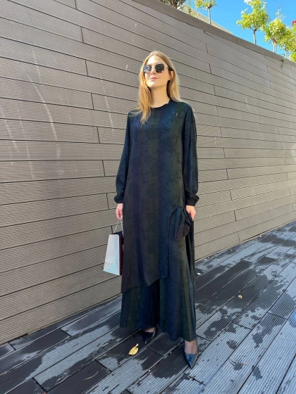 Misswhence 36019 Siyah İpek Tunik Takım