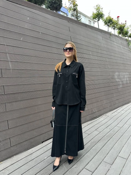 Misswhence 36403 Siyah Kot Kap