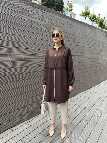 Misswhence 36407 Kahverengi Mevsimlik Gömlek Kap