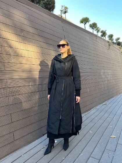 Misswhence 36522 Siyah Fermuar Detaylı Şişme Kaban