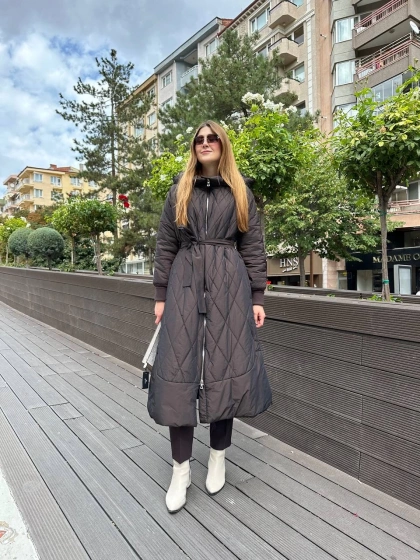 Misswhence 36533 Kahverengi Şişme Mont