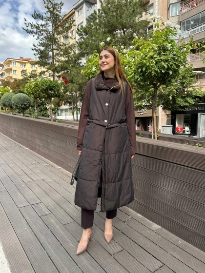 Misswhence 36702 Kahverengi Şişme Yelek