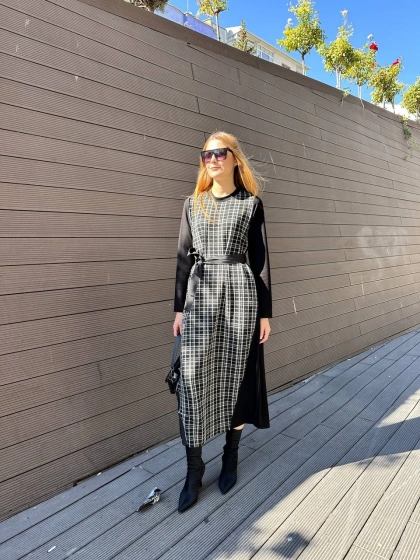 Misswhence 36814 Siyah Desenli Elbise