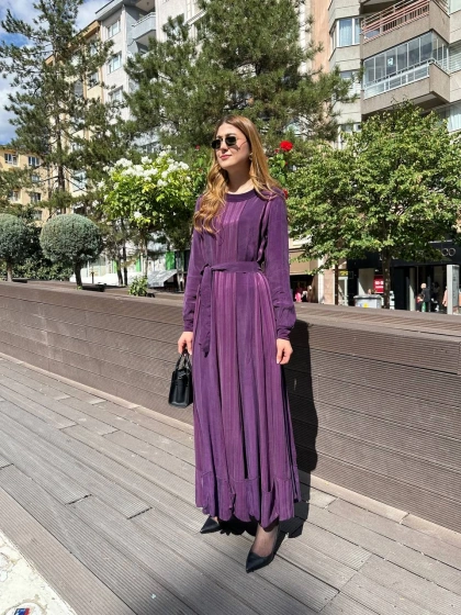 Misswhence 36820 Mürdüm İpek Elbise