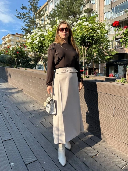 Misswhence 36904 Taş Fermuar Detaylı Etek