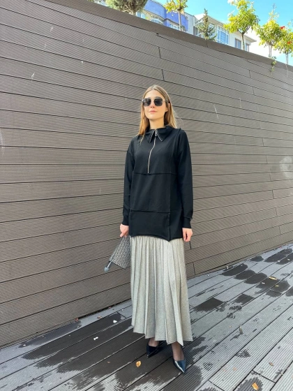 Misswhence 36908 Gri Pilise Etek