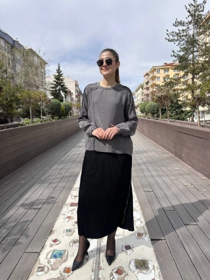 Misswhence 37004 Gri İpek Tunik