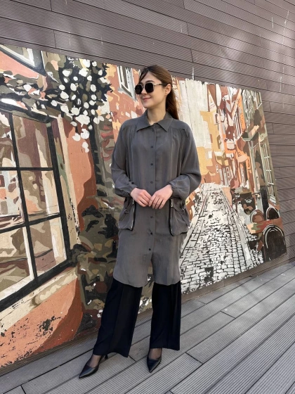 Misswhence 37302 Gri Gömlek