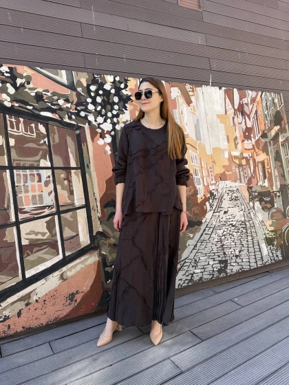 Misswhence 37305 Kahverengi Etekli Takım