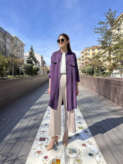 Misswhence 37402 Mor Fermuarlı Ara Boy Kap