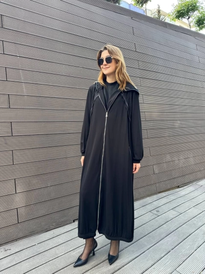 Misswhence 37525 Siyah Omuz Detaylı Penye Kap