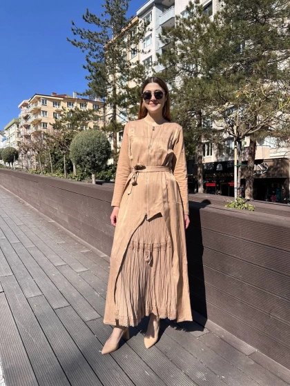 Misswhence 37806 Camel İkili Elbise