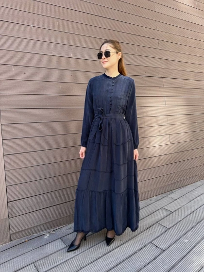 Misswhence 37809 Lacivert İpek Elbise