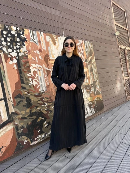 Misswhence 37810 Siyah Bel Detaylı Elbise