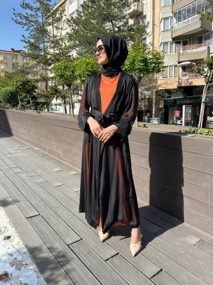 Misswhence 37812 Siyah Şifon İkili Elbise