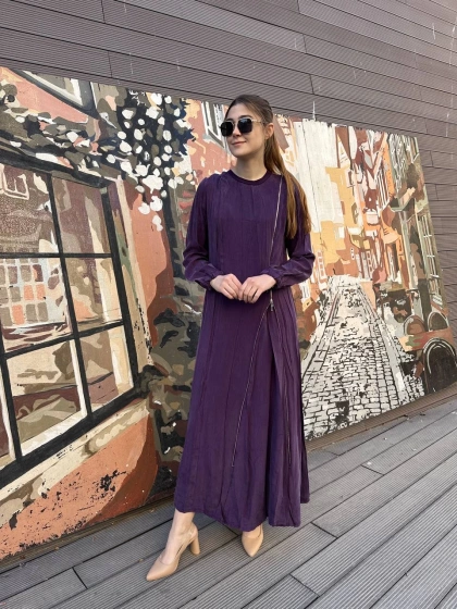 Misswhence 37830 Mor Fermuarlı Elbise