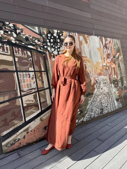 Misswhence 37831 Turuncu Elbise