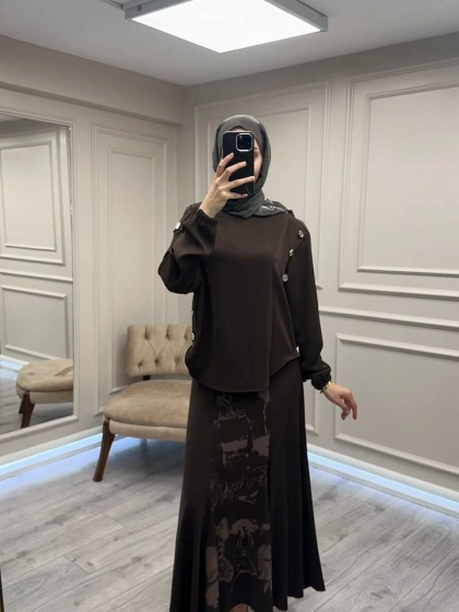 Misswhence 38032 Kahve Etekli Takım