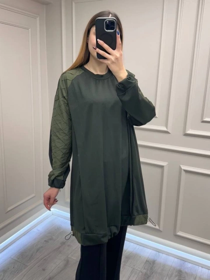 Misswhence 38040 Haki Kolları Detaylı Tunik