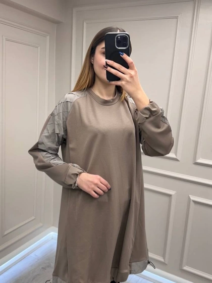 Misswhence 38040 Vizon Kolları Detaylı Tunik