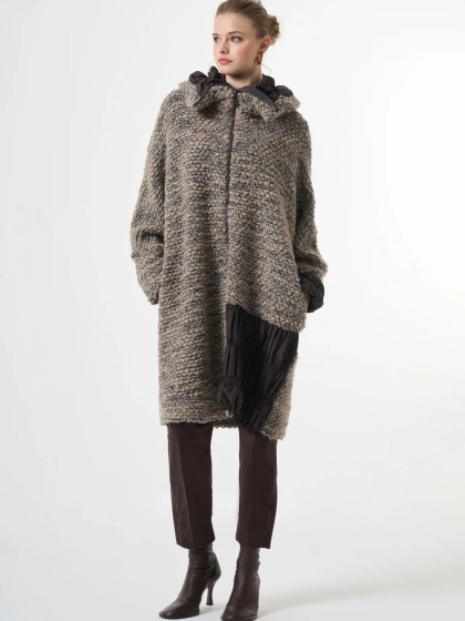 Misswhence 38422 Gri Triko Yün Kap