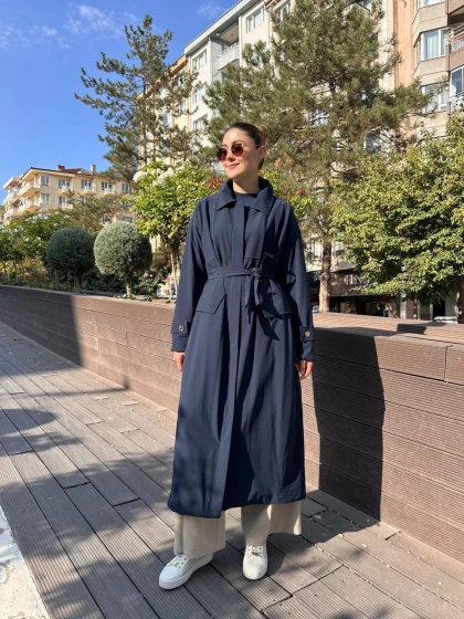 Misswhence 38500 Lacivert Cep Detaylı Kap