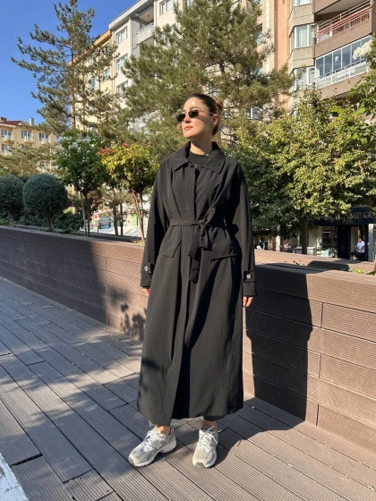 Misswhence 38500 Siyah Cep Detaylı Kap