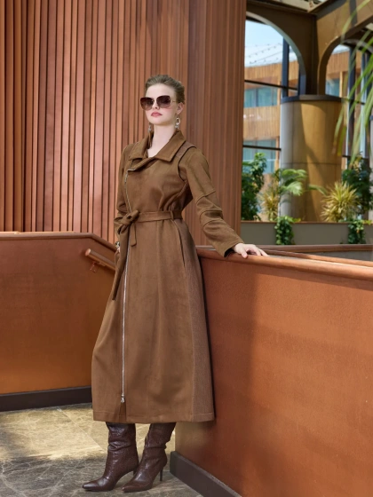 Misswhence 38502 Taba Süet Yanları Detaylı Kap