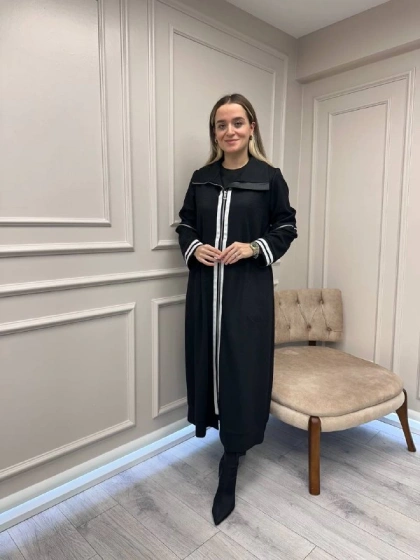 Misswhence 38503 Siyah Şerit Detaylı Keçe Kap