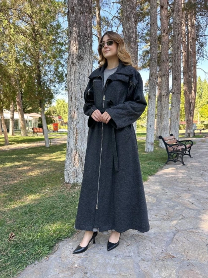 Misswhence 38505 Siyah Keçe Kaban