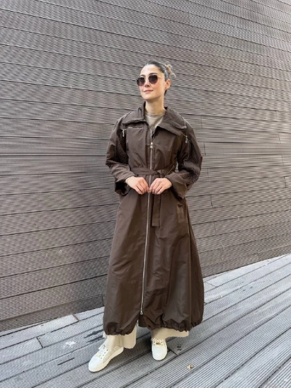 Misswhence 38506 Kahverengi Nervür Detaylı Kap