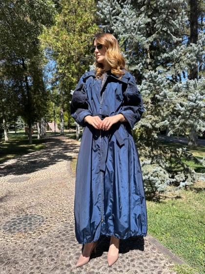 Misswhence 38506 Lacivert Nervür Detaylı Kap