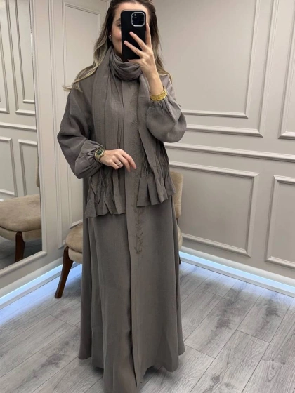 Misswhence 38514 Vizon Nakış Detaylı Şallı Ferace