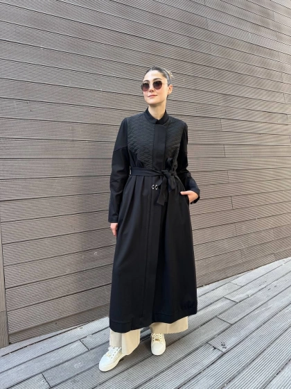 Misswhence 38527 Siyah Kapitone Detaylı Kap