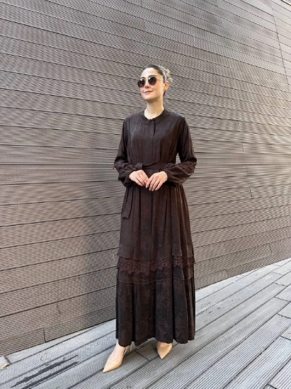 Misswhence 38528 Kahverengi Dantel Detaylı Kap