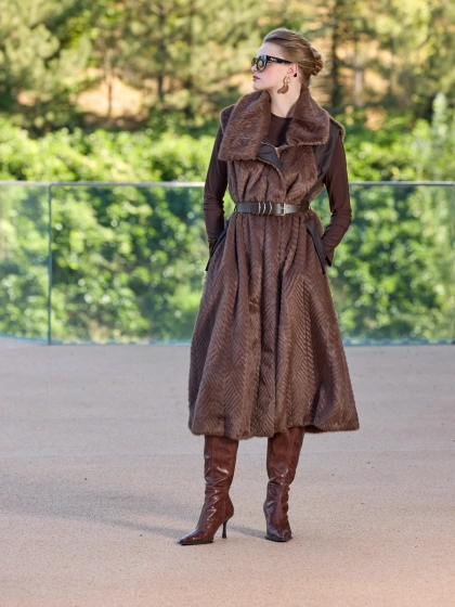 Misswhence 38700 Kahverengi Kemerli Yelek