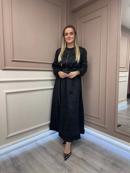 Misswhence 38804 Siyah Tafta Crush Elbise